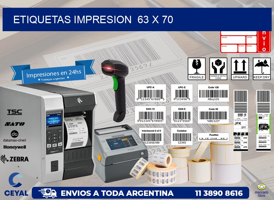 ETIQUETAS IMPRESION  63 x 70