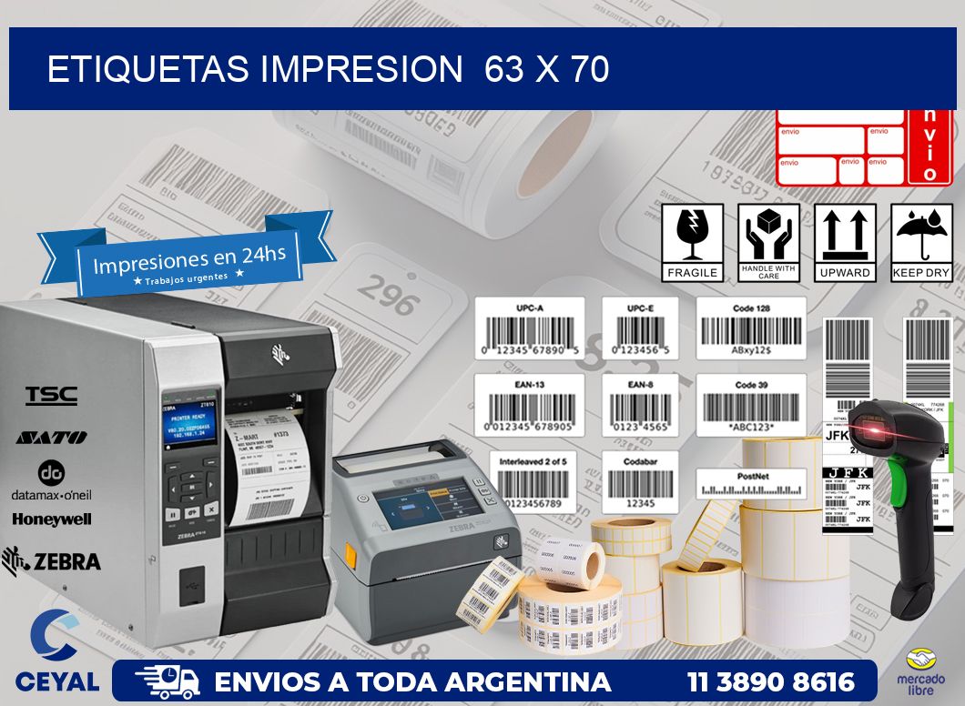 ETIQUETAS IMPRESION  63 x 70