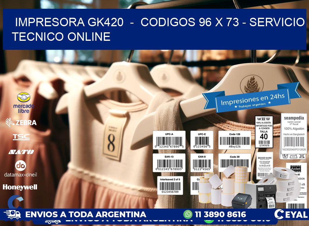 IMPRESORA GK420  -  CODIGOS 96 x 73 - SERVICIO TECNICO ONLINE