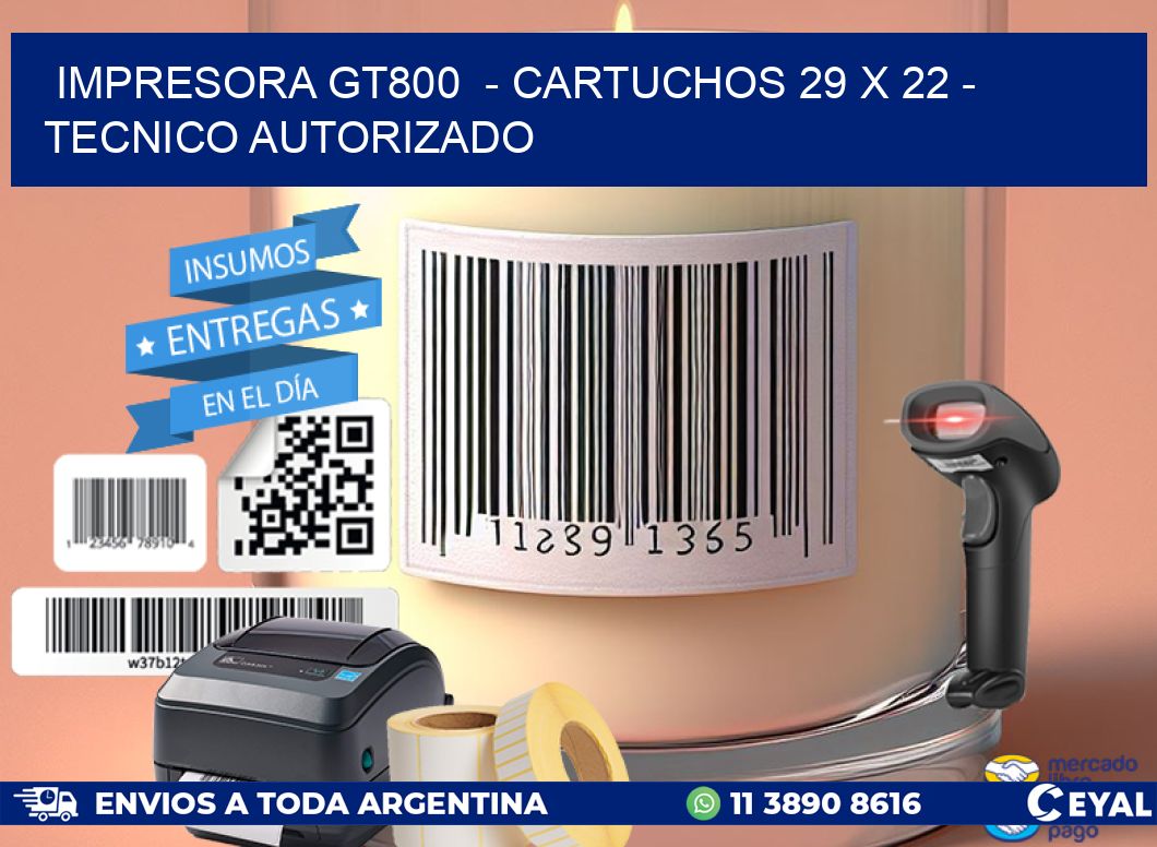 IMPRESORA GT800  - CARTUCHOS 29 x 22 - TECNICO AUTORIZADO