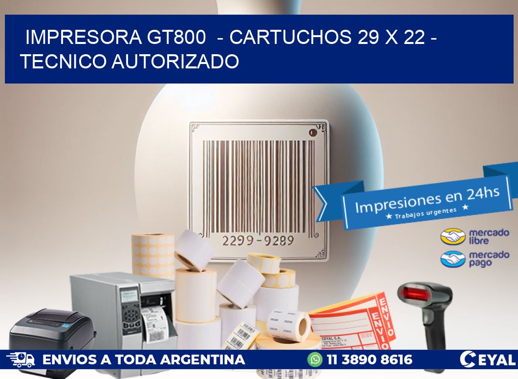 IMPRESORA GT800  - CARTUCHOS 29 x 22 - TECNICO AUTORIZADO