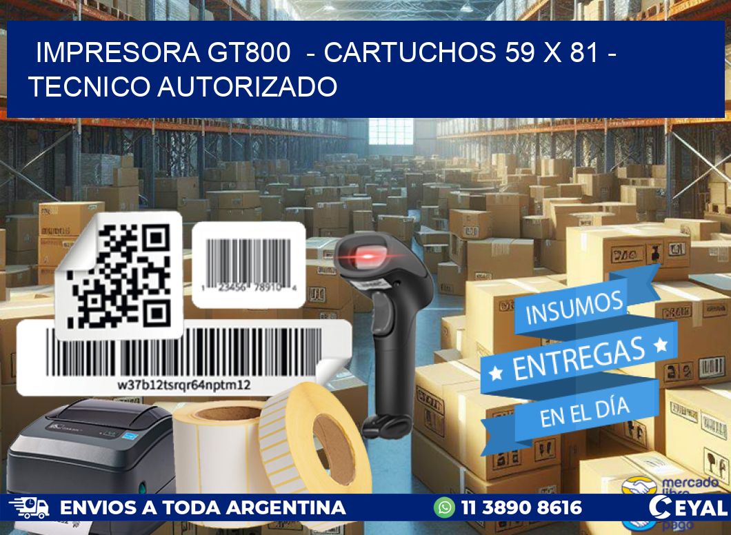 IMPRESORA GT800  – CARTUCHOS 59 x 81 – TECNICO AUTORIZADO