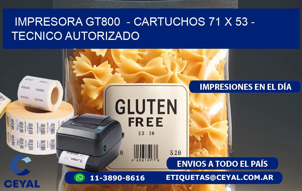 IMPRESORA GT800  - CARTUCHOS 71 x 53 - TECNICO AUTORIZADO
