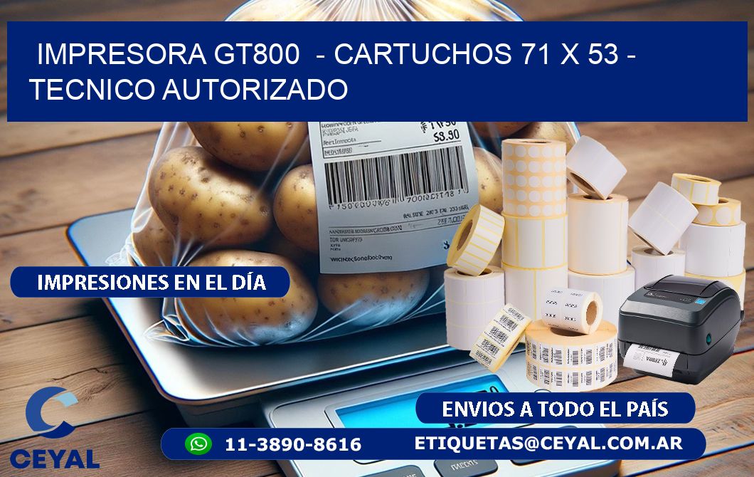 IMPRESORA GT800  - CARTUCHOS 71 x 53 - TECNICO AUTORIZADO