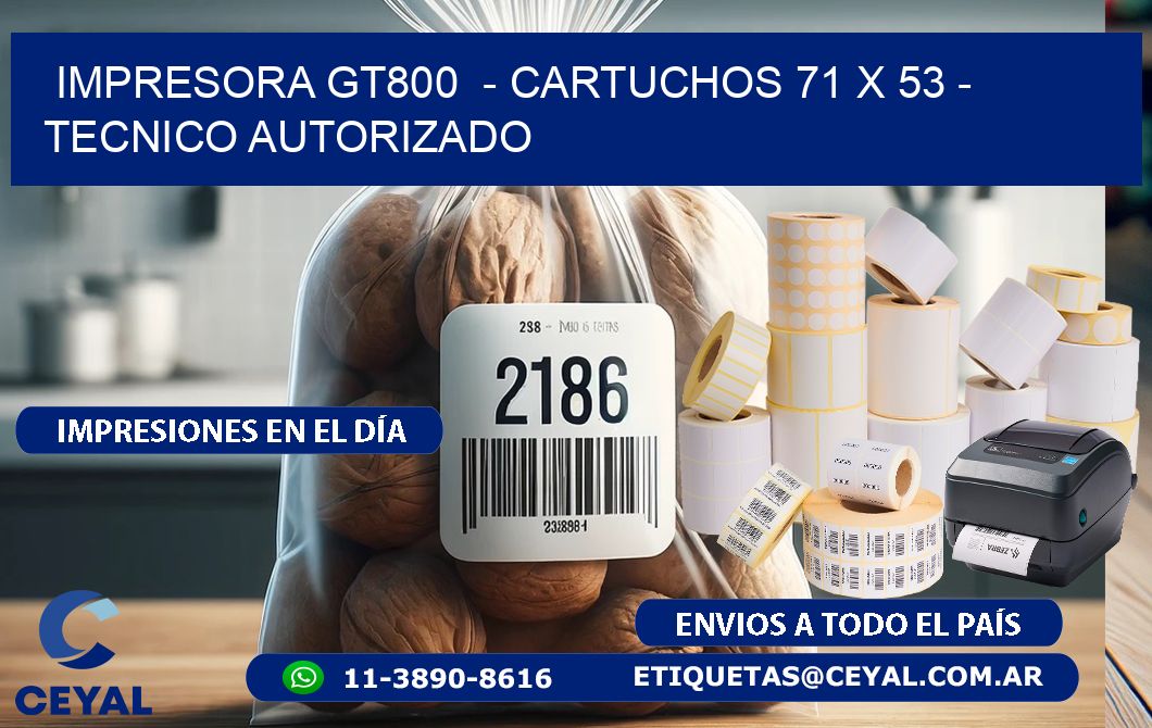 IMPRESORA GT800  - CARTUCHOS 71 x 53 - TECNICO AUTORIZADO