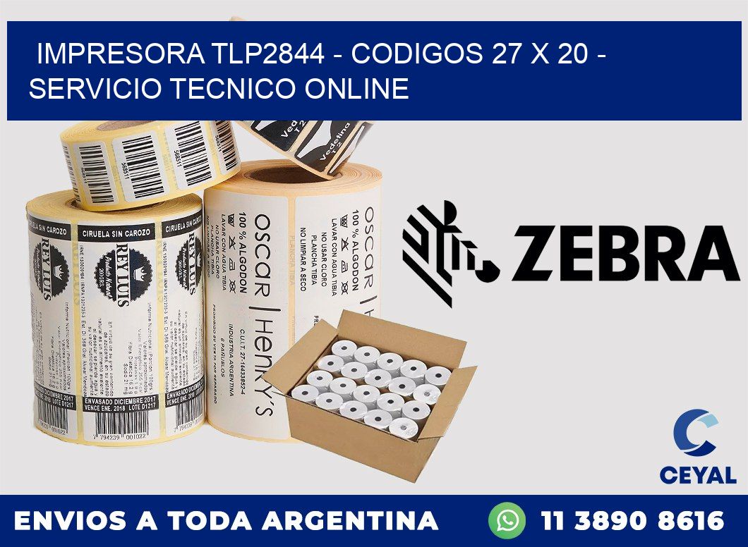 IMPRESORA TLP2844 - CODIGOS 27 x 20 - SERVICIO TECNICO ONLINE