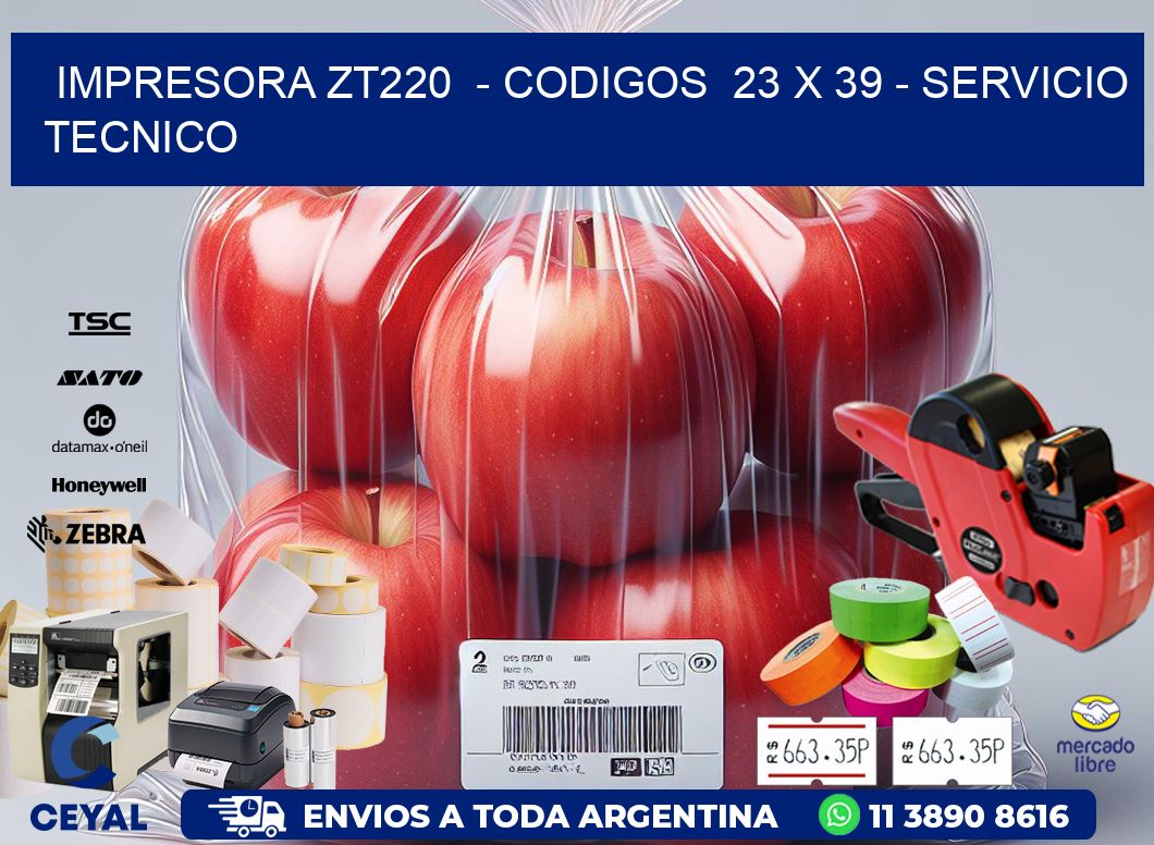 IMPRESORA ZT220  - CODIGOS  23 x 39 - SERVICIO TECNICO