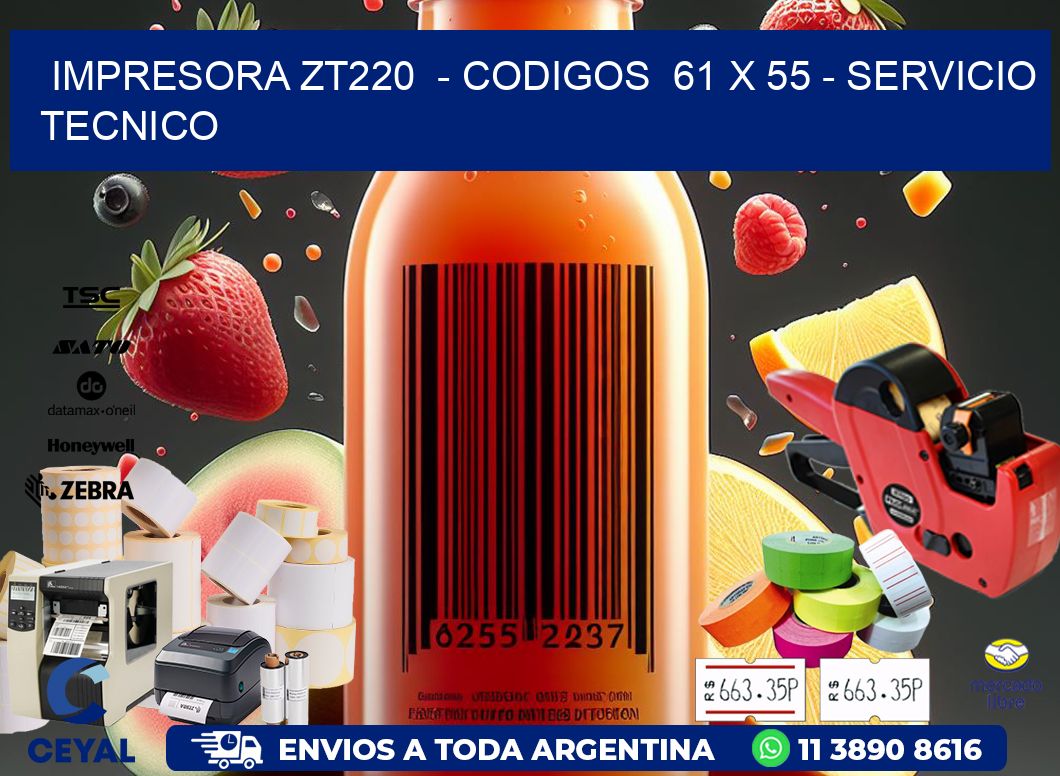 IMPRESORA ZT220  - CODIGOS  61 x 55 - SERVICIO TECNICO