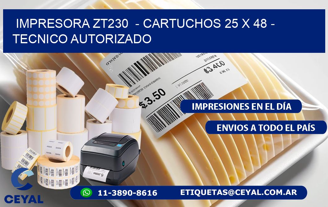 IMPRESORA ZT230  - CARTUCHOS 25 x 48 - TECNICO AUTORIZADO