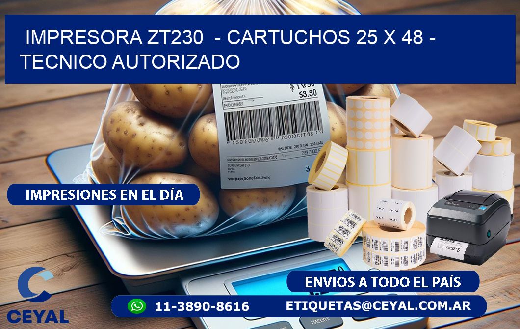 IMPRESORA ZT230  - CARTUCHOS 25 x 48 - TECNICO AUTORIZADO
