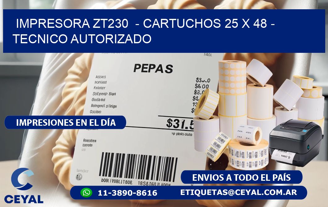 IMPRESORA ZT230  - CARTUCHOS 25 x 48 - TECNICO AUTORIZADO