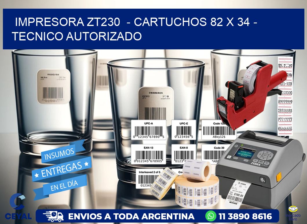 IMPRESORA ZT230  - CARTUCHOS 82 x 34 - TECNICO AUTORIZADO
