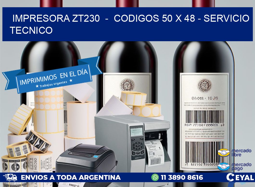 IMPRESORA ZT230  -  CODIGOS 50 x 48 - SERVICIO TECNICO