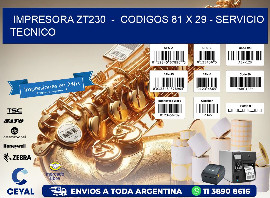 IMPRESORA ZT230  –  CODIGOS 81 x 29 – SERVICIO TECNICO