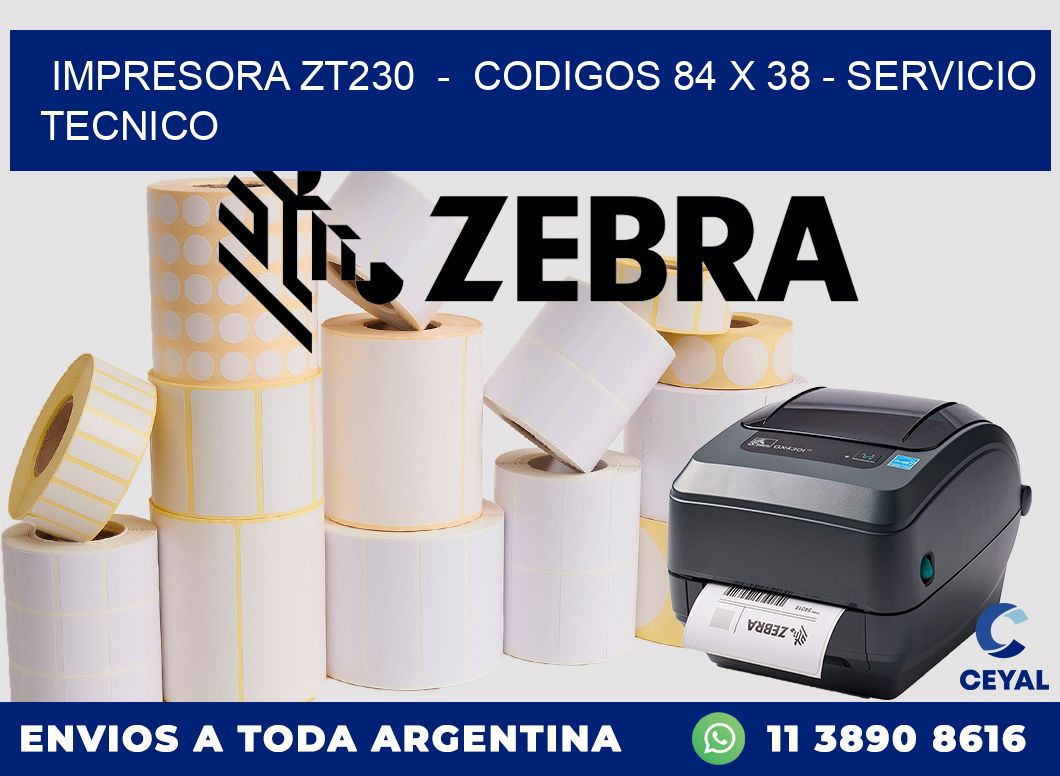 IMPRESORA ZT230  -  CODIGOS 84 x 38 - SERVICIO TECNICO