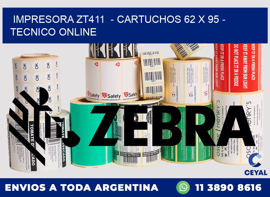 IMPRESORA ZT411  - CARTUCHOS 62 x 95 - TECNICO ONLINE