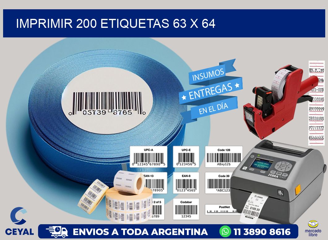 IMPRIMIR 200 ETIQUETAS 63 x 64
