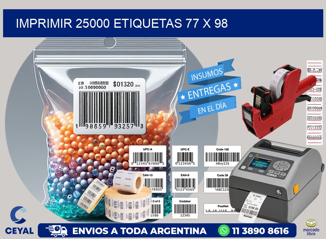 IMPRIMIR 25000 ETIQUETAS 77 x 98