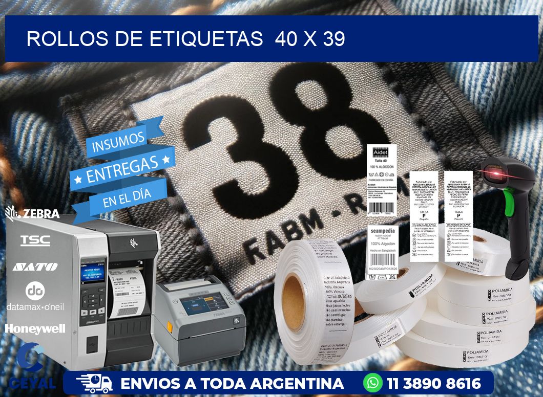 ROLLOS DE ETIQUETAS  40 x 39