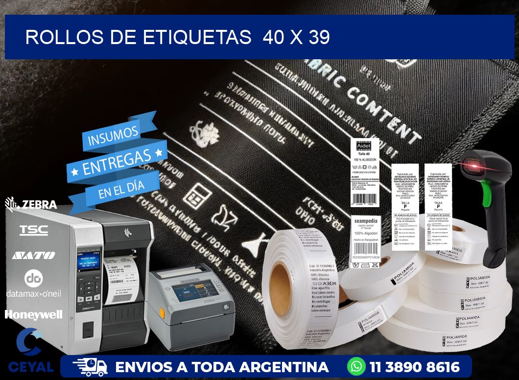 ROLLOS DE ETIQUETAS  40 x 39