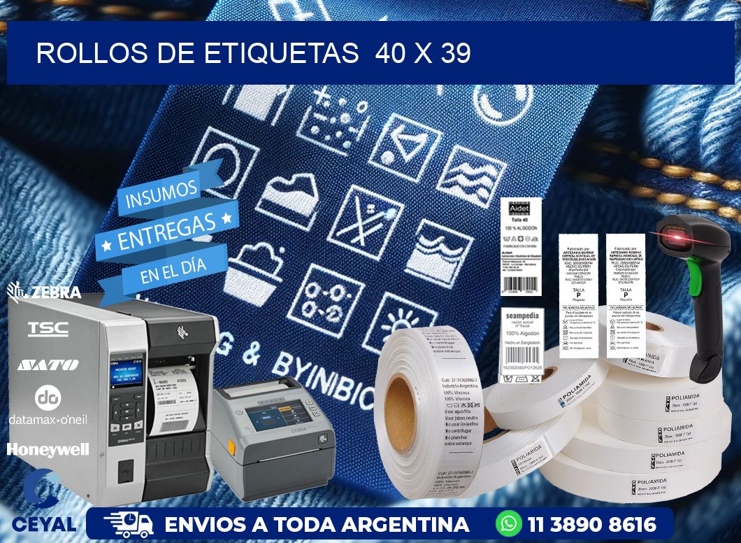 ROLLOS DE ETIQUETAS  40 x 39
