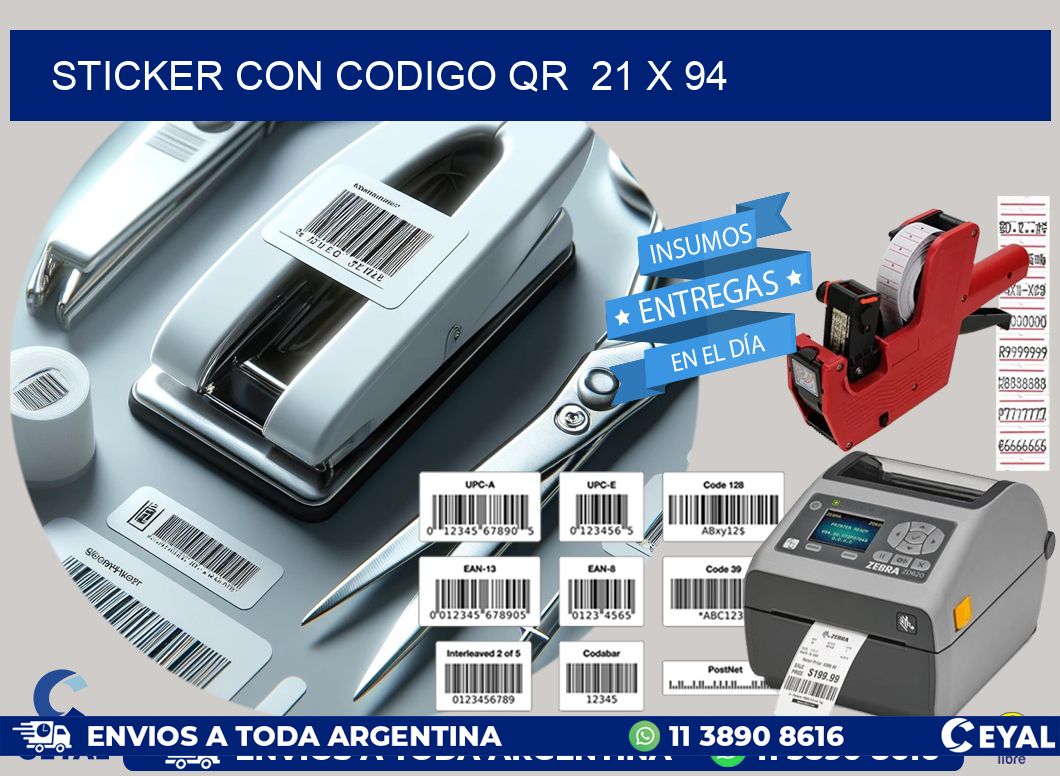 STICKER CON CODIGO QR  21 x 94