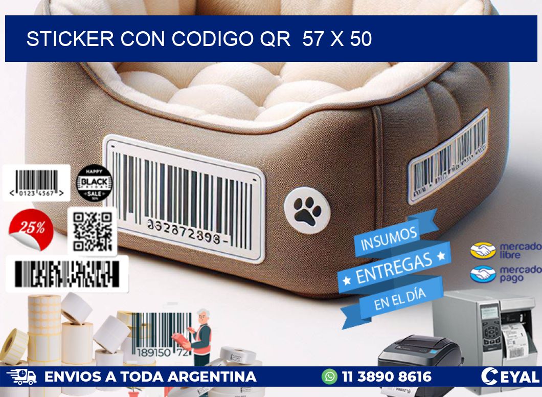 STICKER CON CODIGO QR  57 x 50