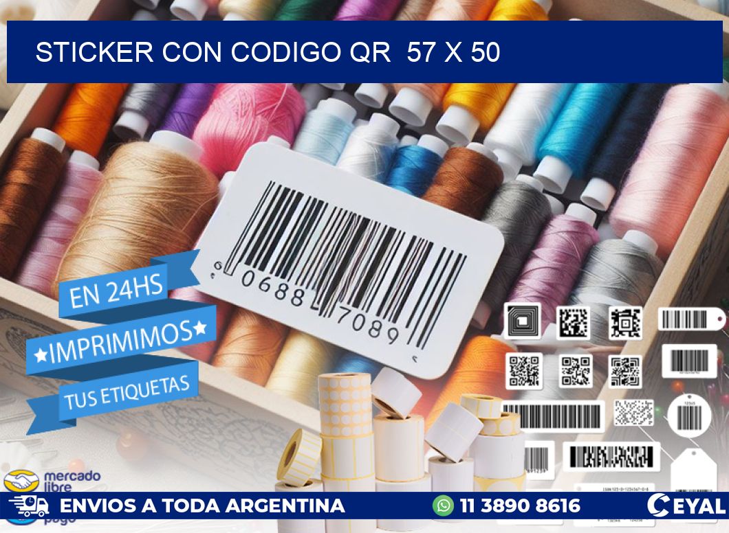 STICKER CON CODIGO QR  57 x 50