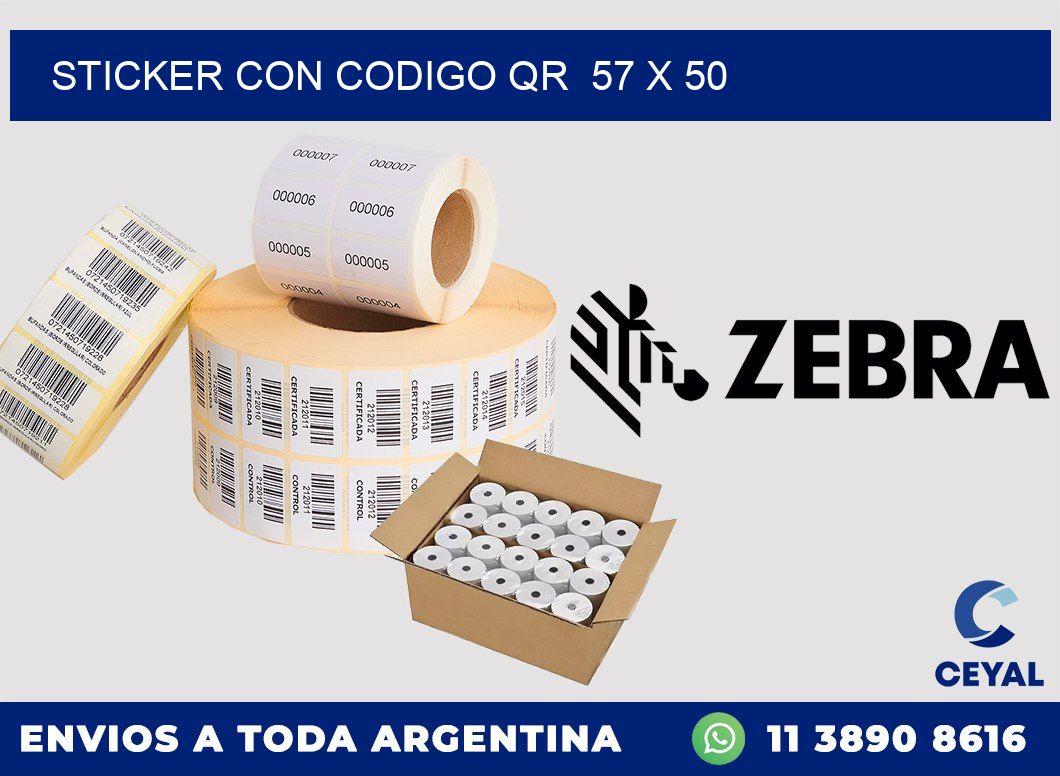 STICKER CON CODIGO QR  57 x 50