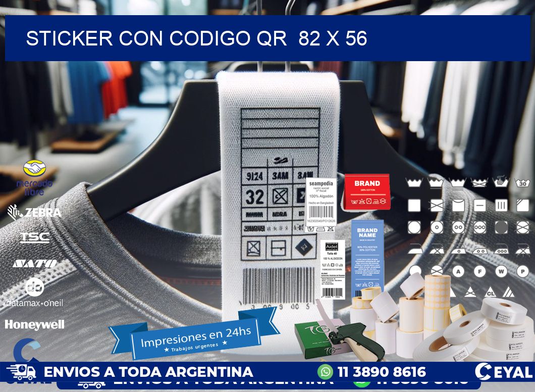 STICKER CON CODIGO QR 82 x 56