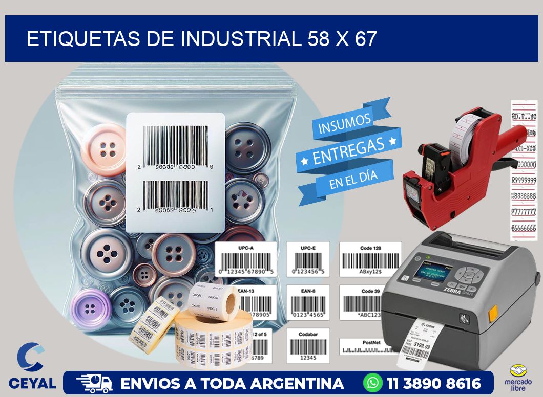 etiquetas de industrial 58 x 67