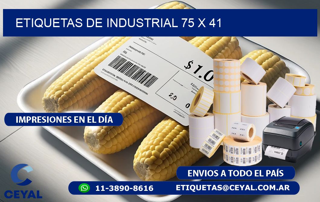 etiquetas de industrial 75 x 41