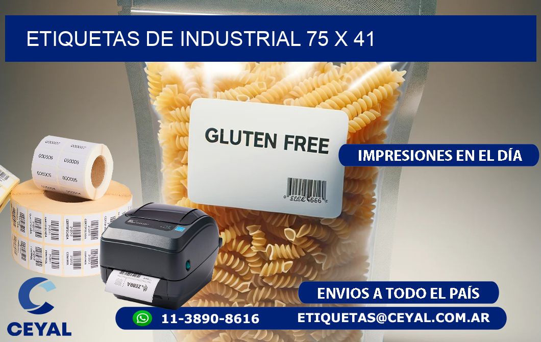 etiquetas de industrial 75 x 41