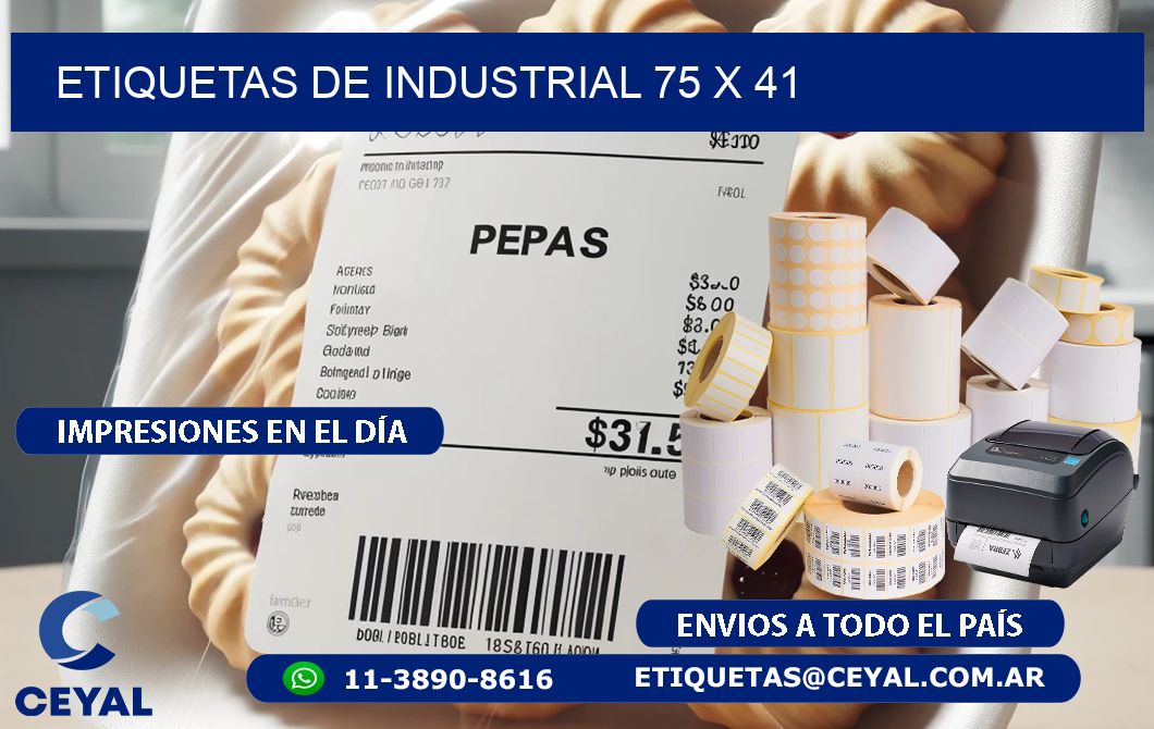etiquetas de industrial 75 x 41