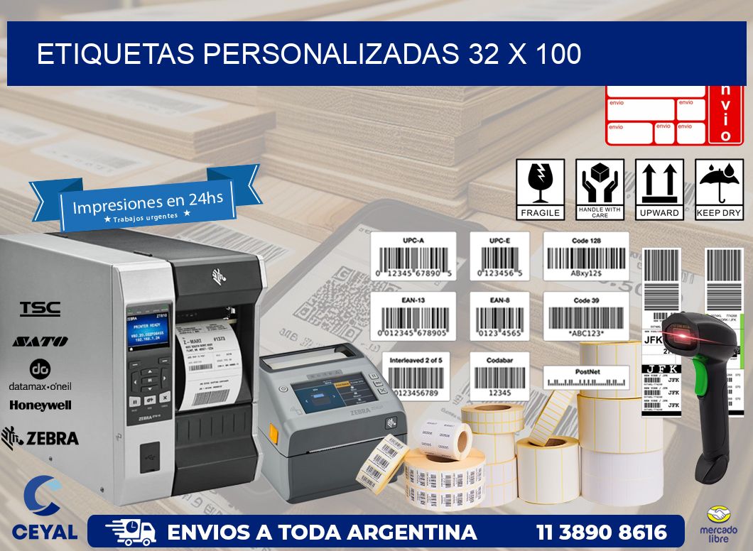 etiquetas personalizadas 32 x 100