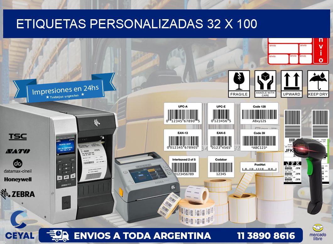 etiquetas personalizadas 32 x 100