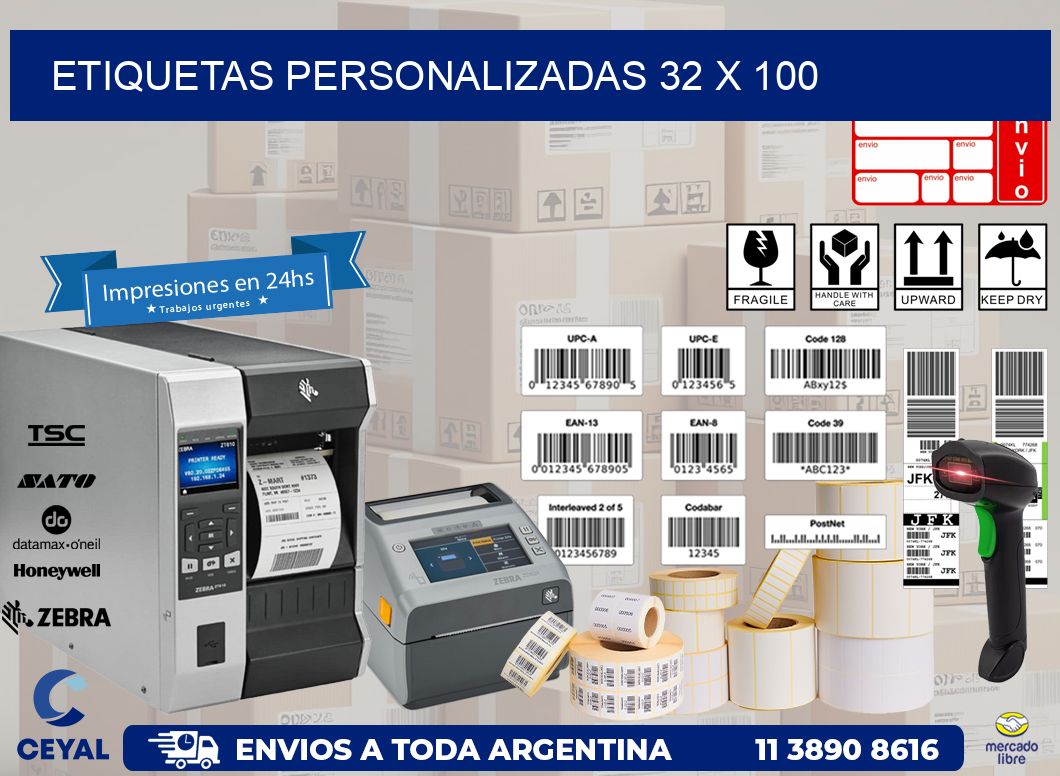 etiquetas personalizadas 32 x 100