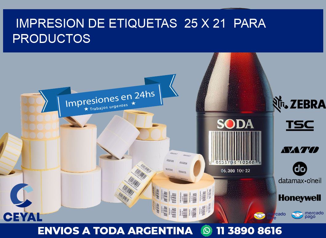 impresion de etiquetas  25 x 21  para productos