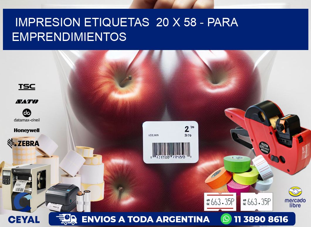 impresion etiquetas  20 x 58 - para emprendimientos
