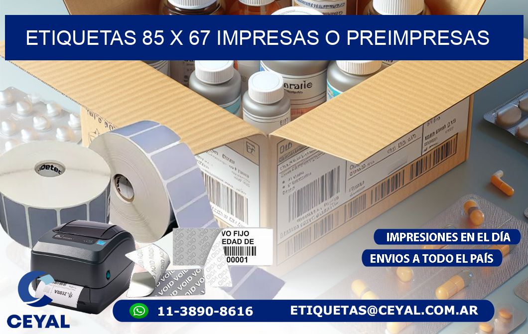 ETIQUETAS 85 x 67 IMPRESAS O PREIMPRESAS