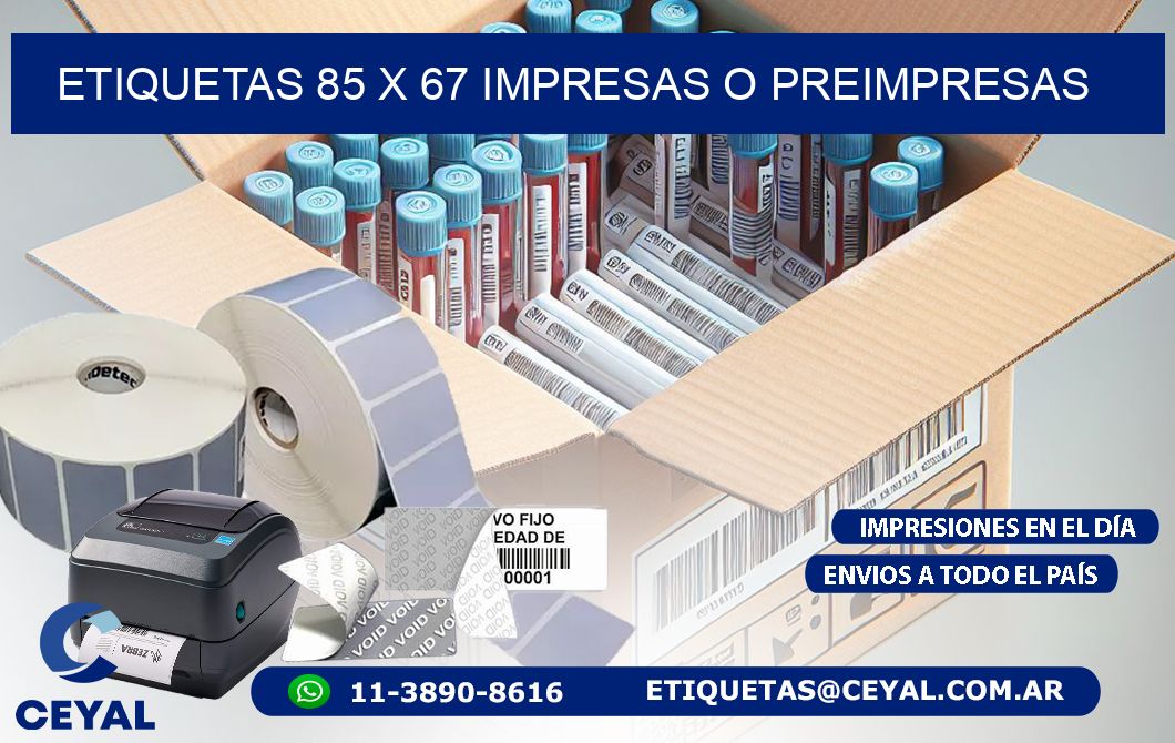 ETIQUETAS 85 x 67 IMPRESAS O PREIMPRESAS