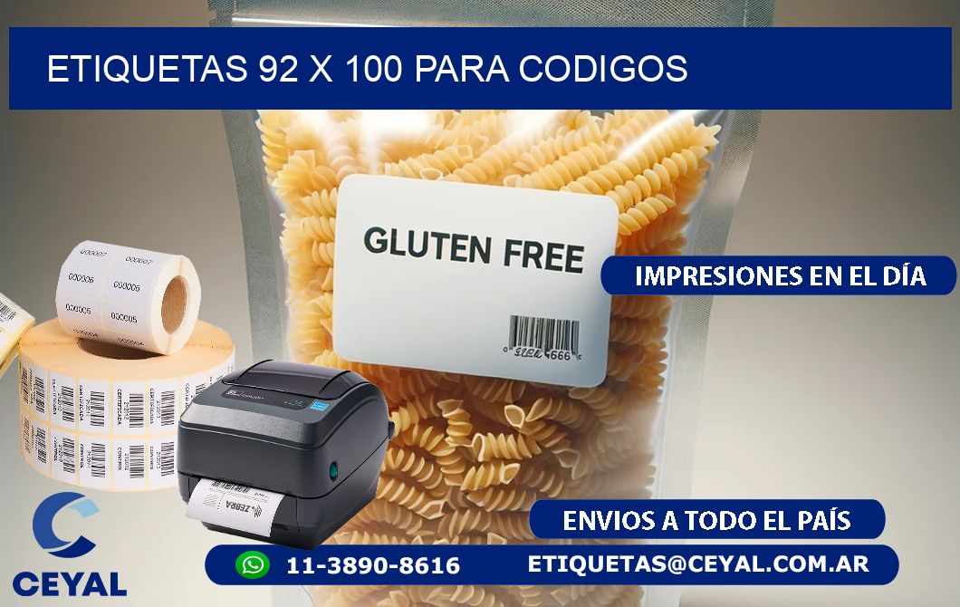 ETIQUETAS 92 x 100 PARA CODIGOS