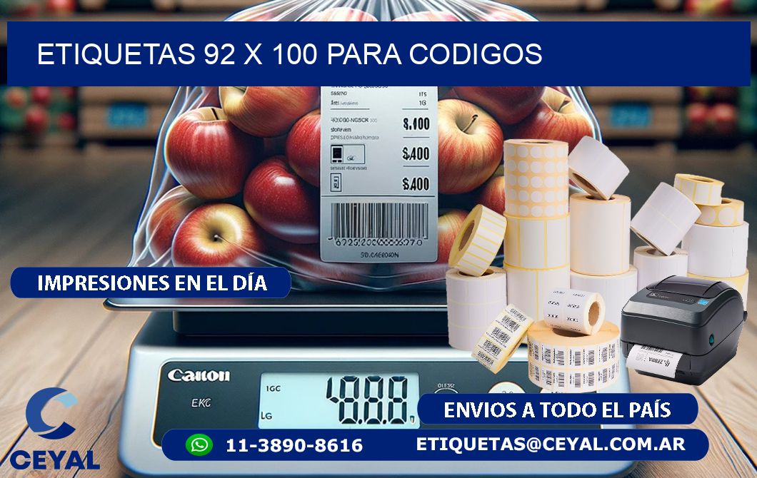 ETIQUETAS 92 x 100 PARA CODIGOS