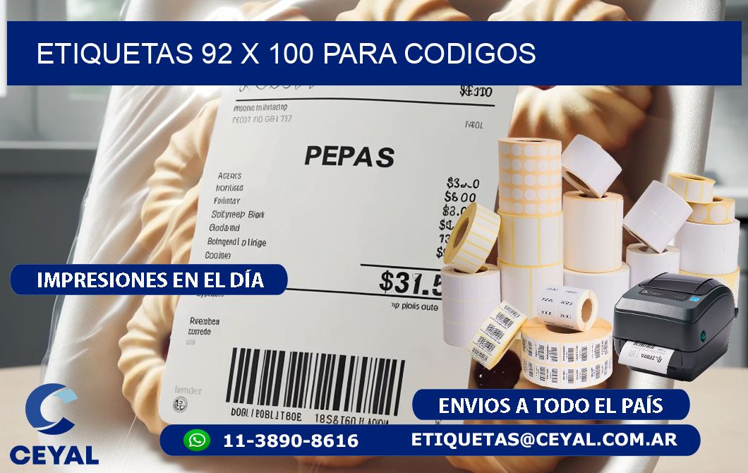 ETIQUETAS 92 x 100 PARA CODIGOS