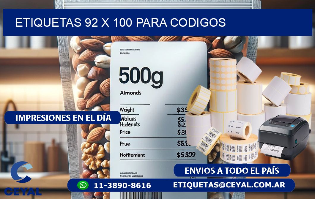 ETIQUETAS 92 x 100 PARA CODIGOS