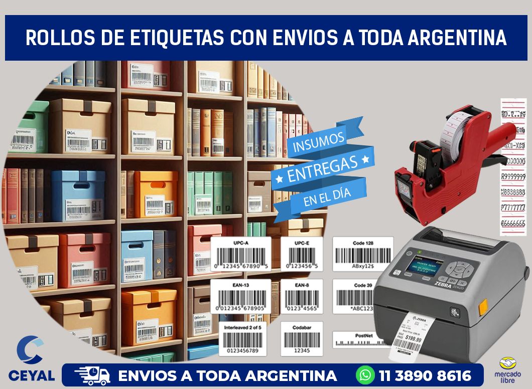 ROLLOS DE ETIQUETAS CON ENVIOS A TODA ARGENTINA