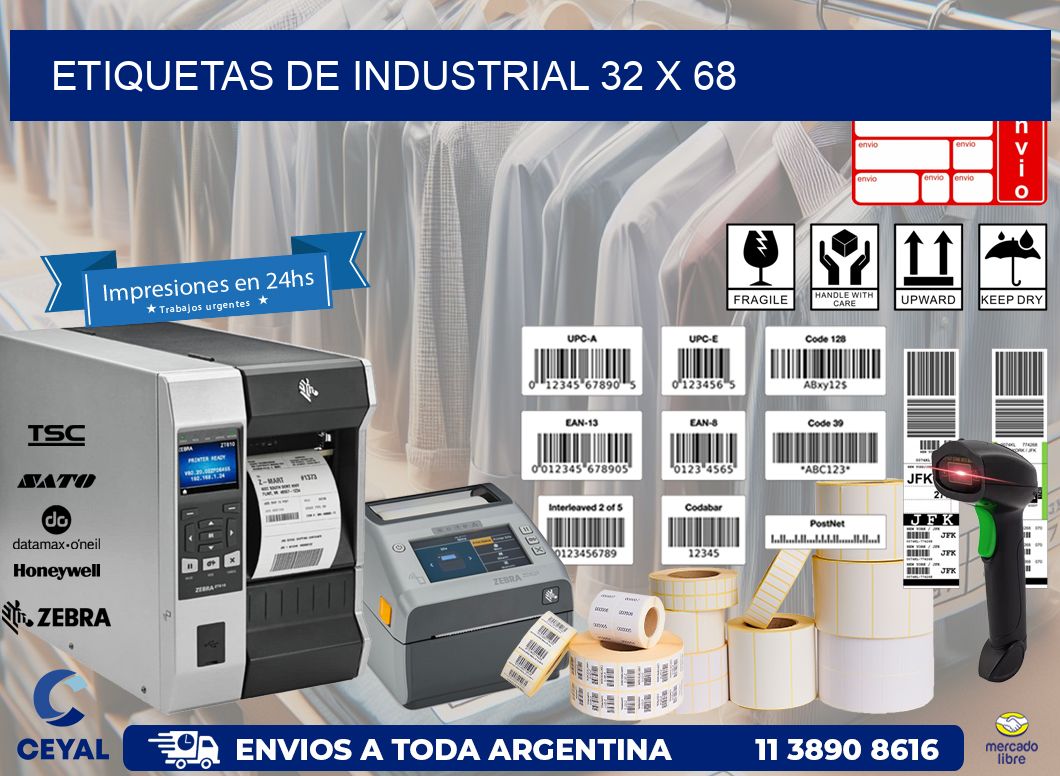etiquetas de industrial 32 x 68