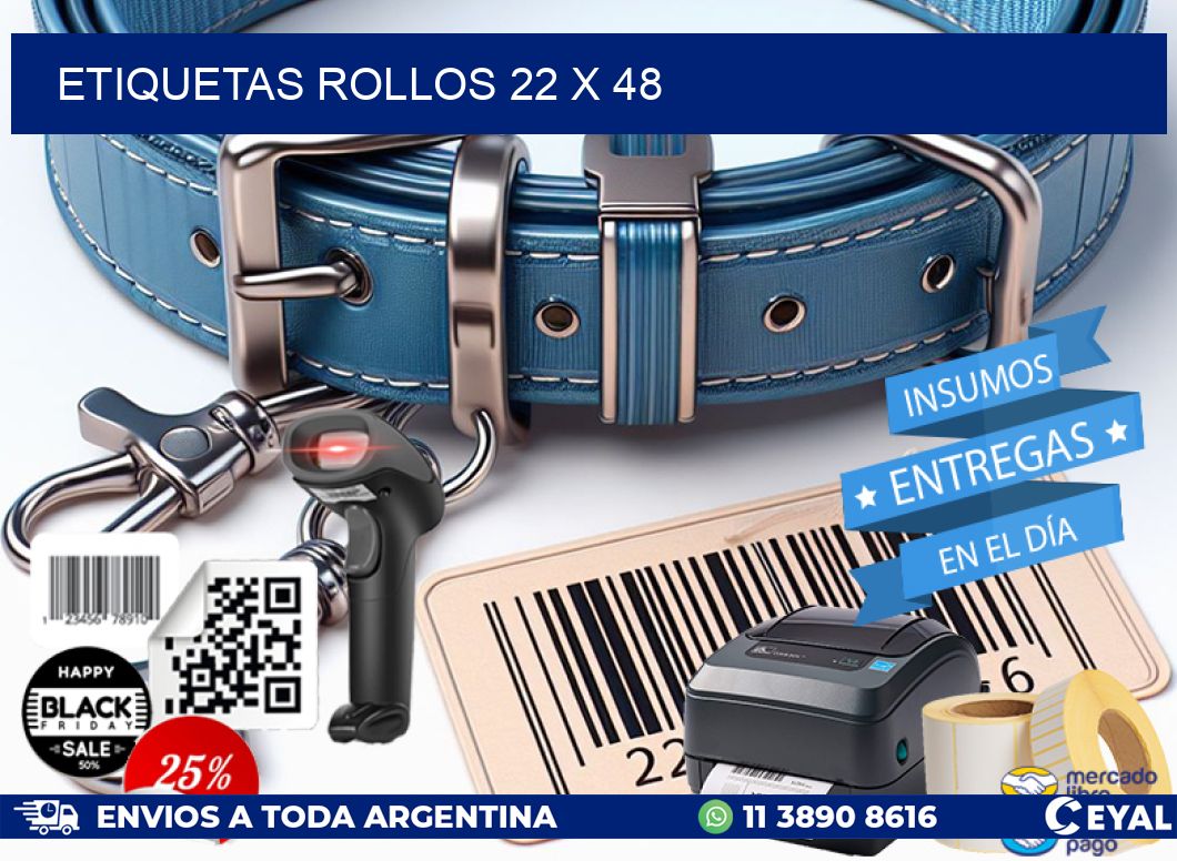 etiquetas rollos 22 x 48