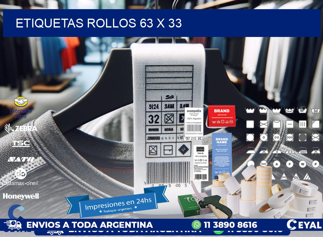 etiquetas rollos 63 x 33