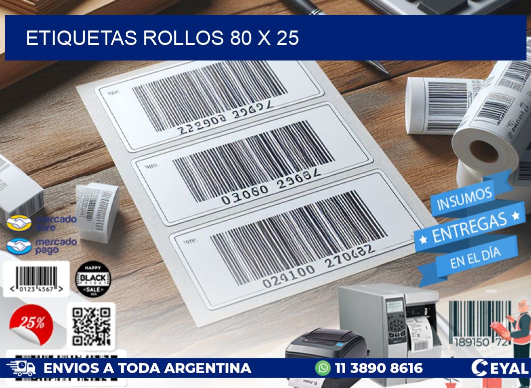 etiquetas rollos 80 x 25